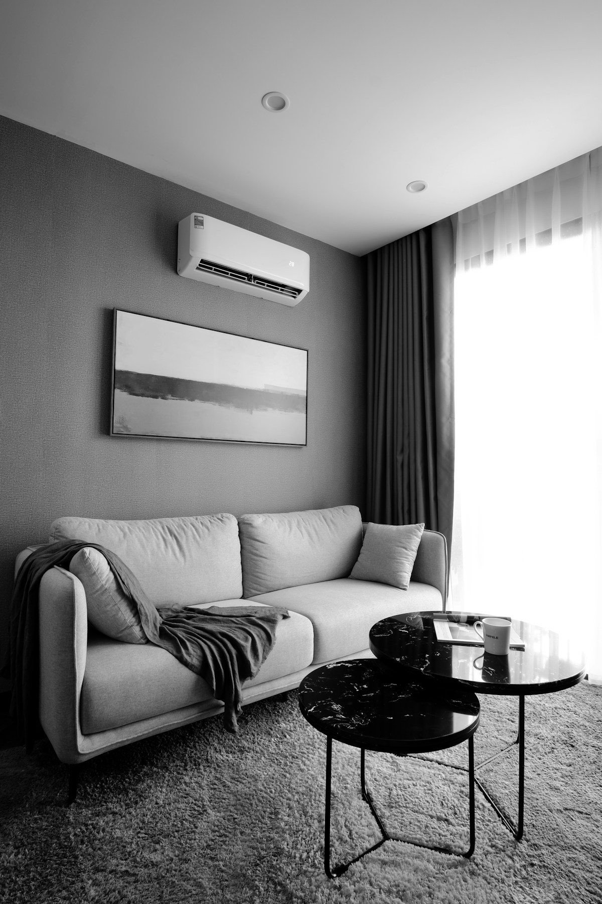 Air conditioner in a contemporary living room